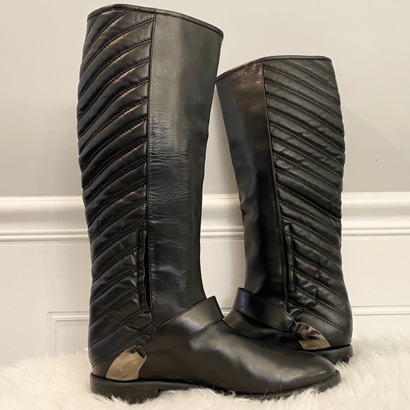 Stuart Weitzman Raceway Leather Quilted Tall Boots - Picture 2 of 16